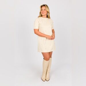 Suede Crystal Embellished Dress